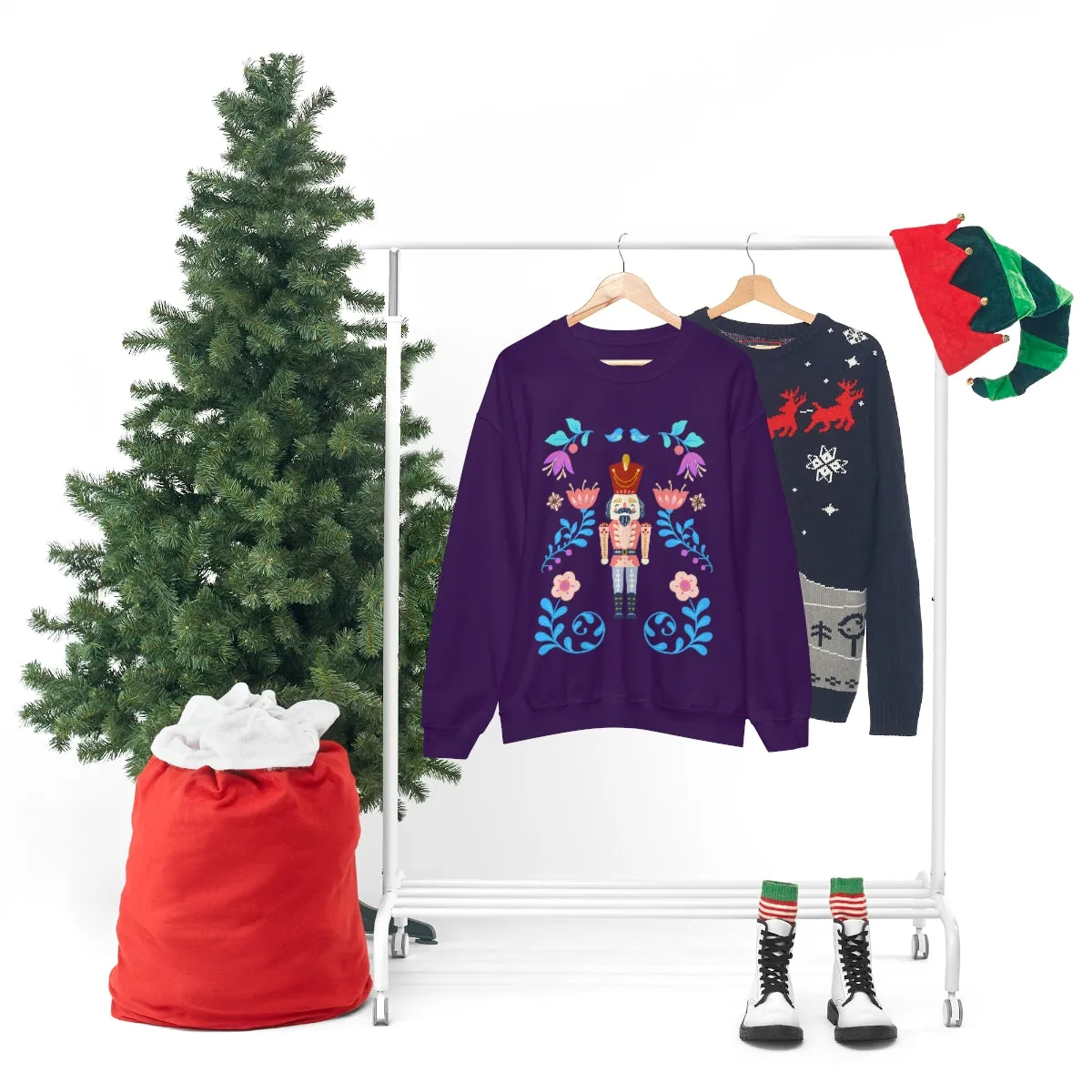 Nutcracker Modern Sweatshirt, Blue Nutcracker Sweatshirt, Trendy Christmas Minimalist  Sweatshirt, Xmas Crewneck Bright Color Crewneck