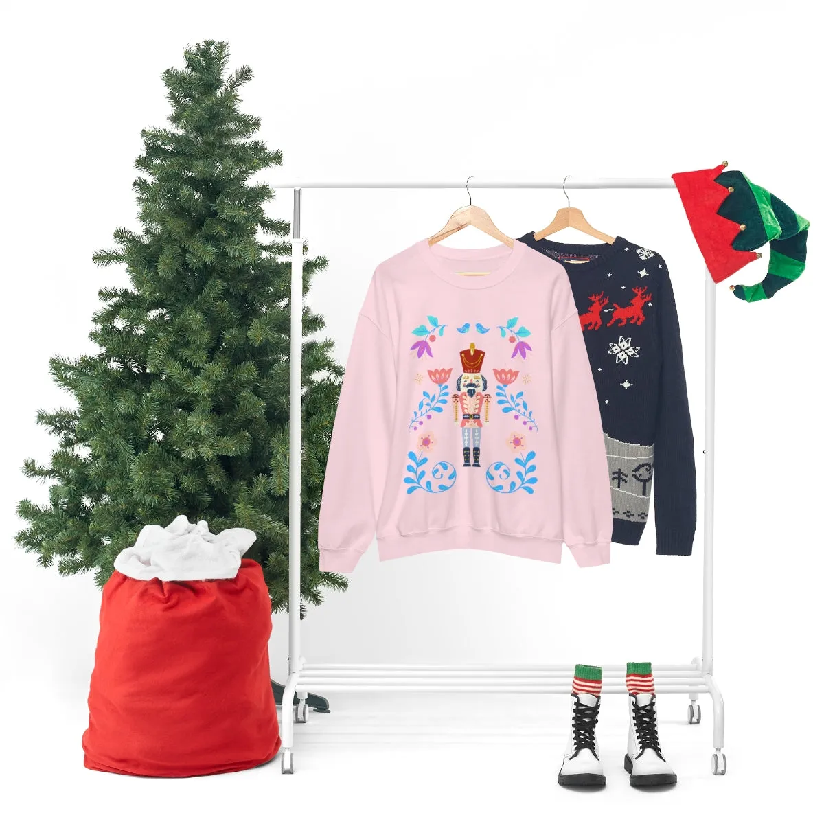 Nutcracker Modern Sweatshirt, Blue Nutcracker Sweatshirt, Trendy Christmas Minimalist  Sweatshirt, Xmas Crewneck Bright Color Crewneck