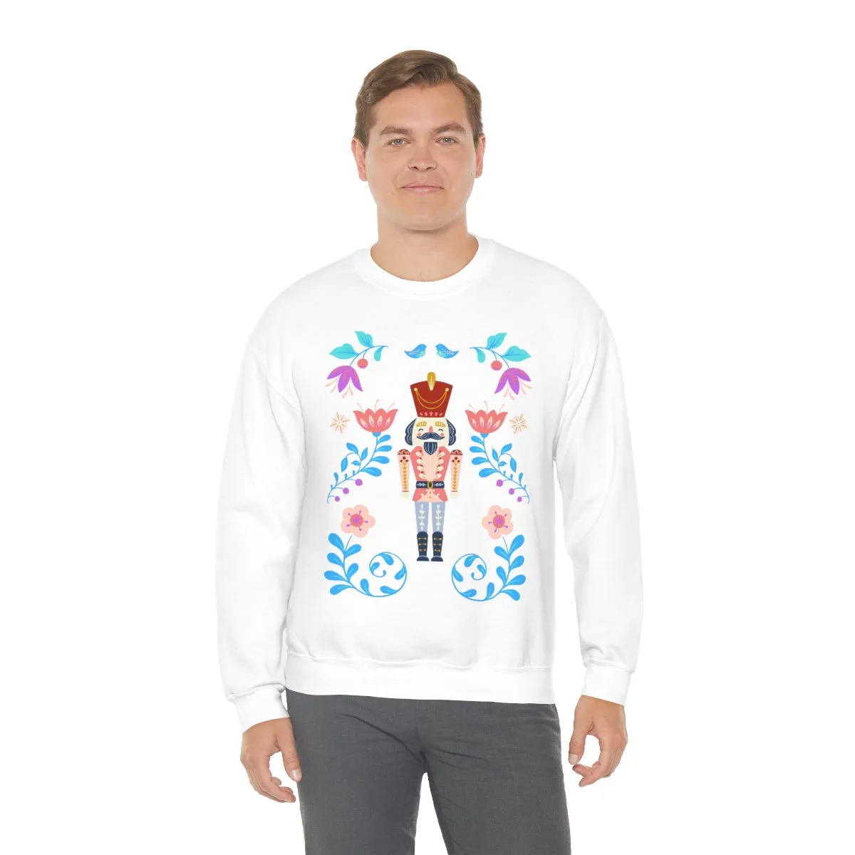 Nutcracker Modern Sweatshirt, Blue Nutcracker Sweatshirt, Trendy Christmas Minimalist  Sweatshirt, Xmas Crewneck Bright Color Crewneck