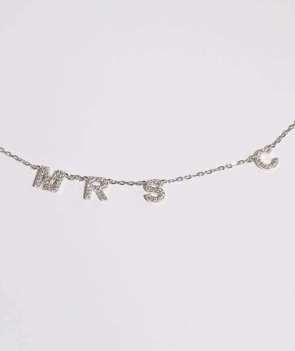Personalised Mrs Necklace - White Gold