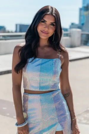 Play The Radio Sequin Stripe Crop Top FINAL SALE