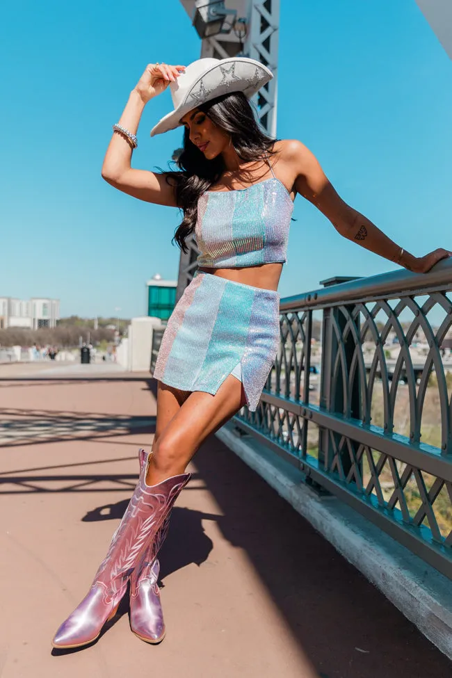 Play The Radio Sequin Stripe Crop Top FINAL SALE