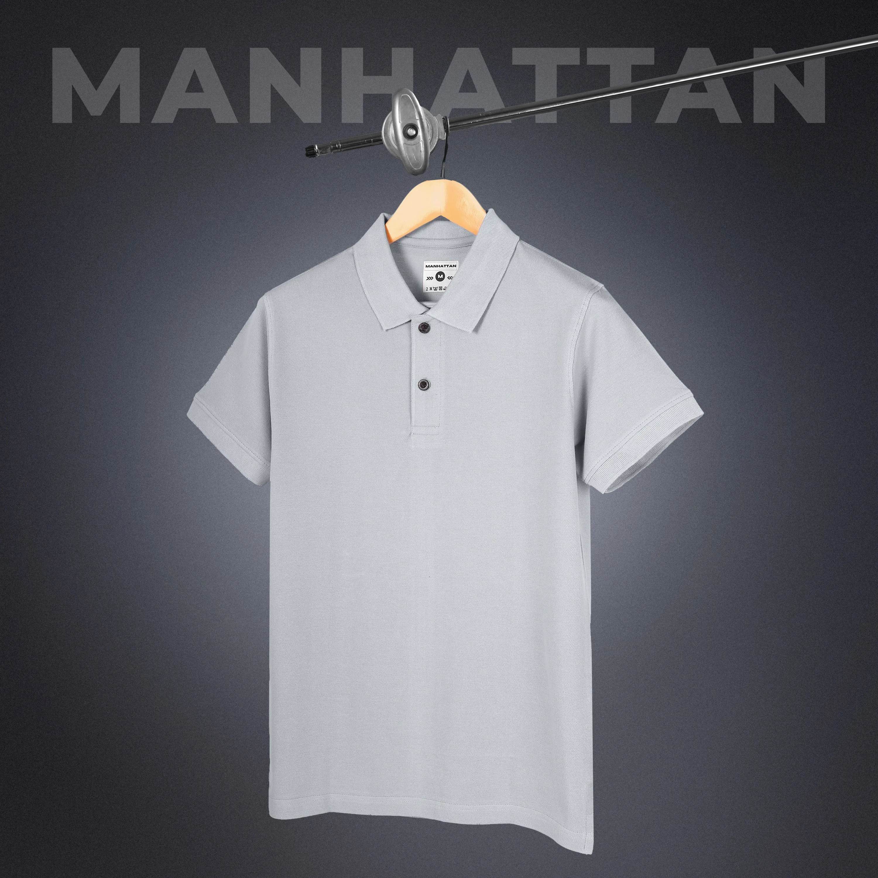 Pure Cotton Polo Plain T Shirts (Pearl Grey) Without Pocket