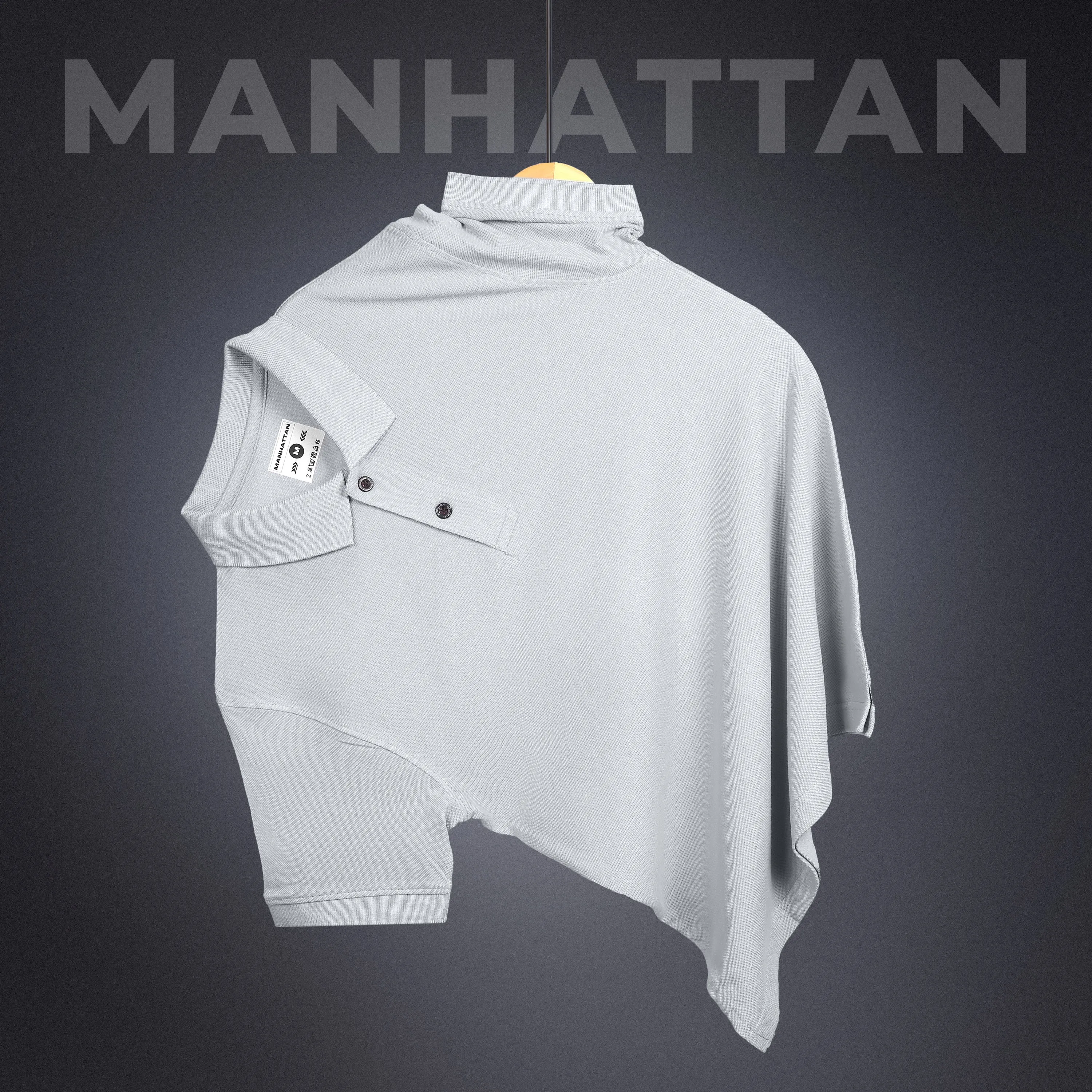 Pure Cotton Polo Plain T Shirts (Pearl Grey) Without Pocket