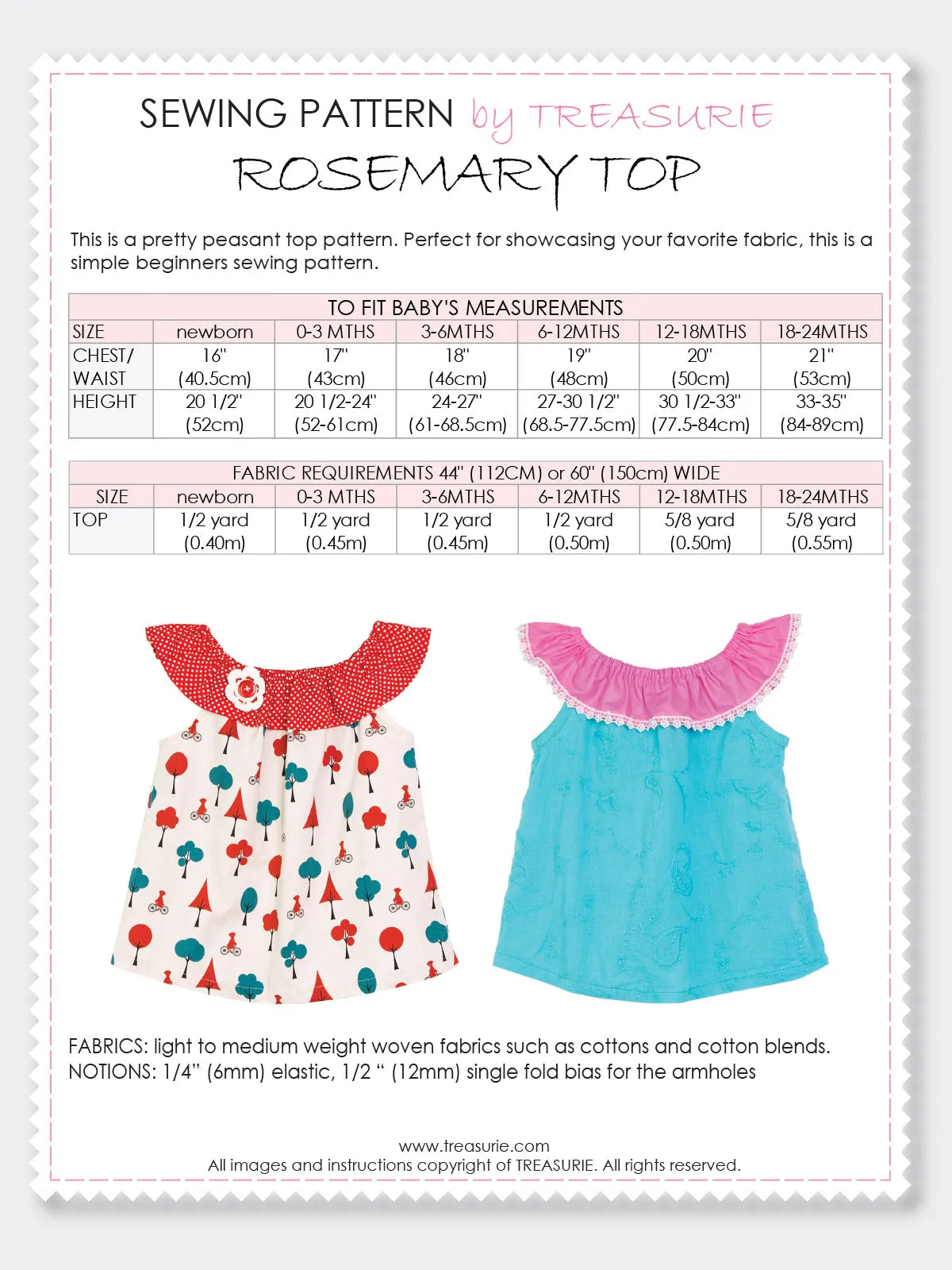 ROSEMARY - BABY Top Pattern  (0-24 Months)