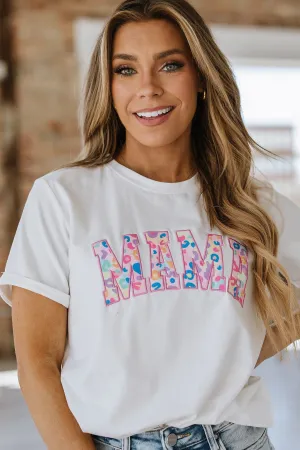 SALE - Leopard Embroidered Mama Graphic Tee | S-2XL