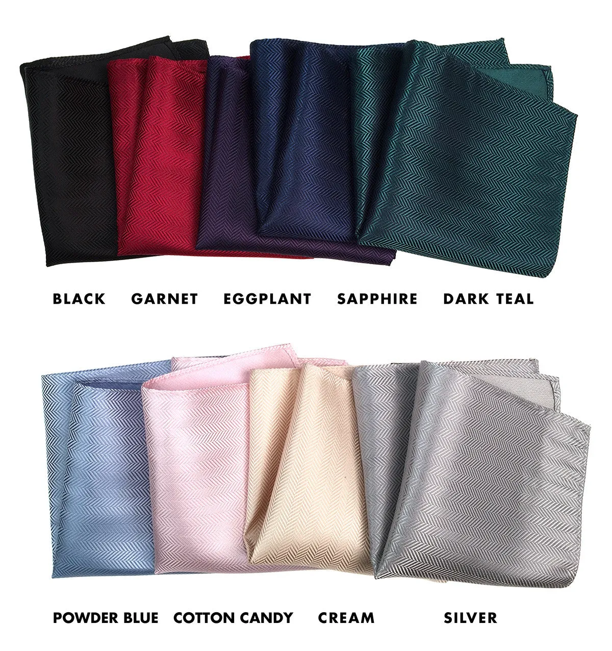 Sapphire Blue Herringbone Silk Pocket Square