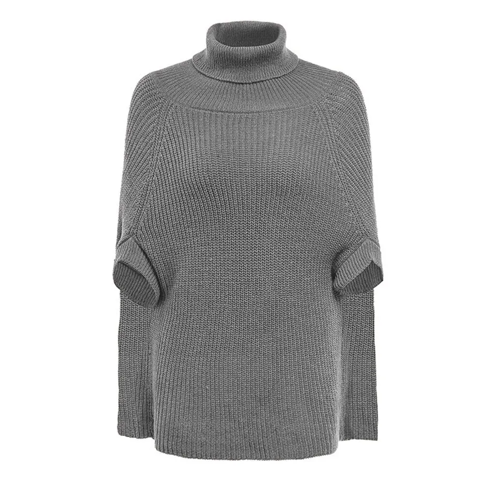 Solid Knitting Sweaters For Women Turtleneck Batwing Sleeves Loose Designer Sweater Female Fashion Clothing