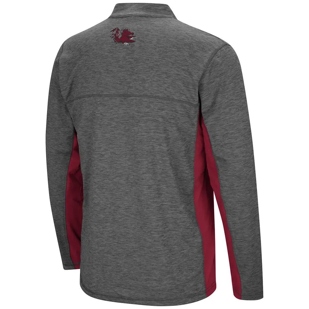 South Carolina Gamecocks Colosseum Gray & Garnet Milton 1/4 Zip LS Windshirt