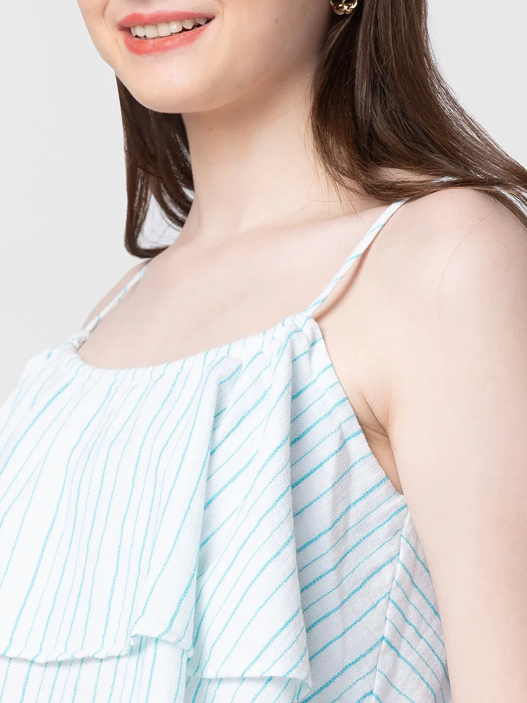 Spykar Women White Cotton Sleeveless Crop Top