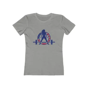 USA Logo - Women's The Boyfriend Tee - USA Light Logo - Plain Back
