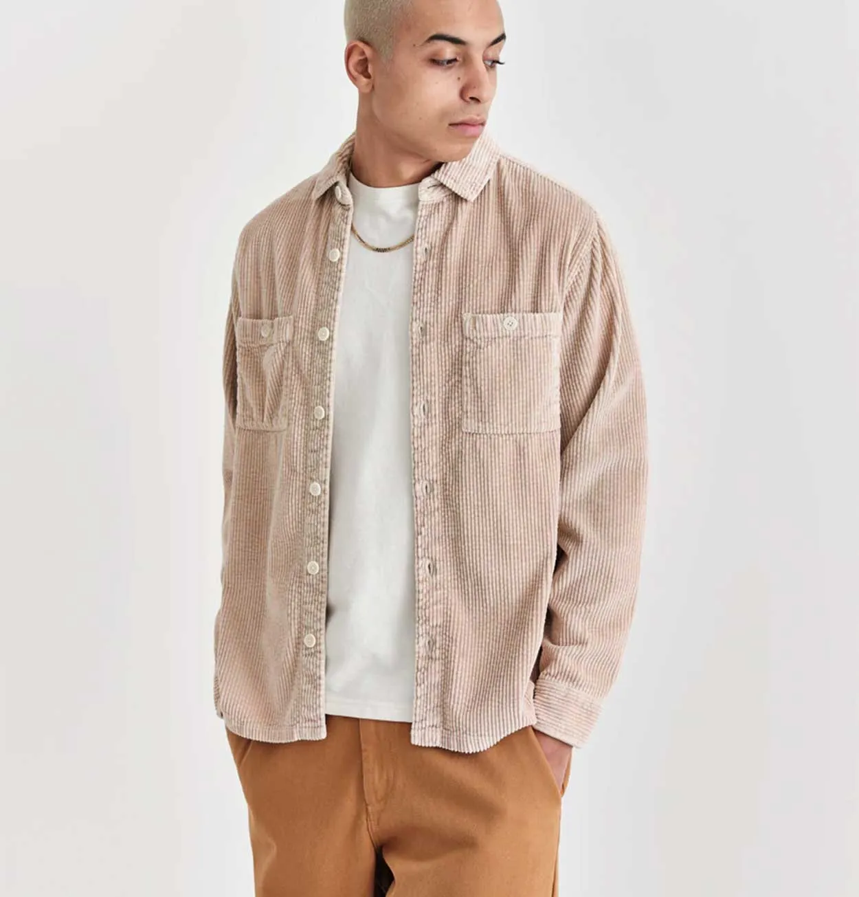 Wax London Whiting Overshirt in Stone