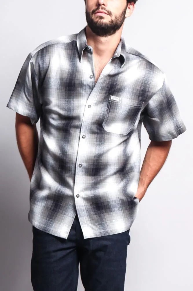 Western Casual Plaid Short Sleeve Button Up Shirt