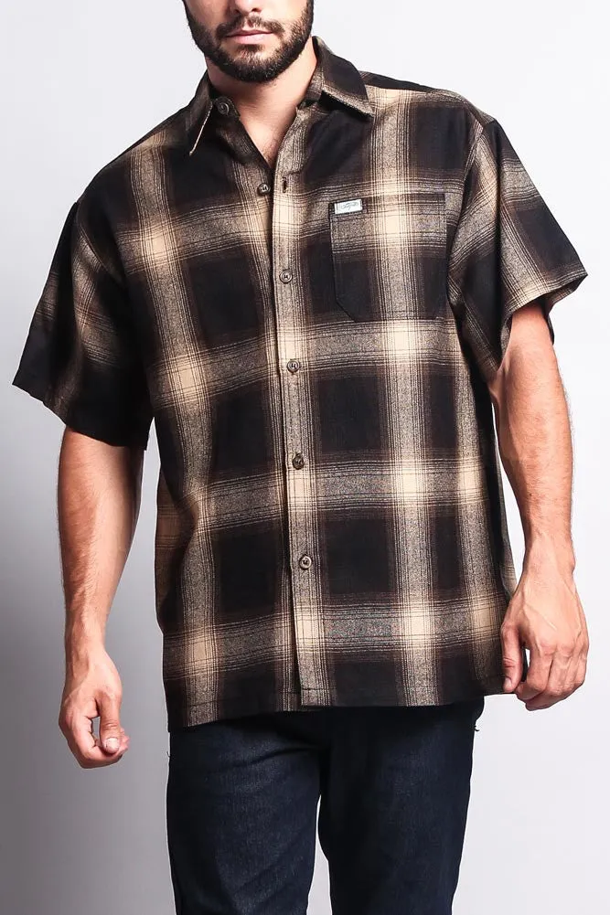 Western Casual Plaid Short Sleeve Button Up Shirt