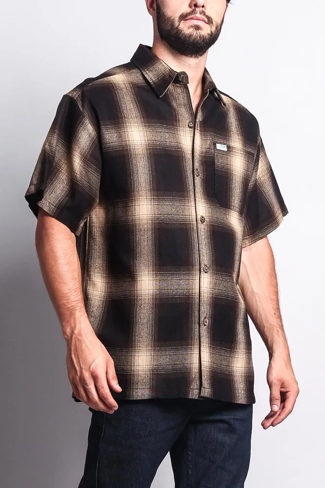Western Casual Plaid Short Sleeve Button Up Shirt