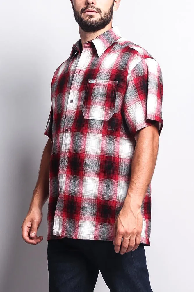 Western Casual Plaid Short Sleeve Button Up Shirt