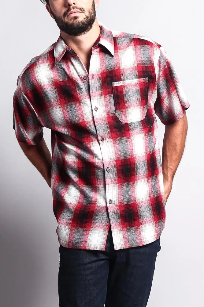 Western Casual Plaid Short Sleeve Button Up Shirt
