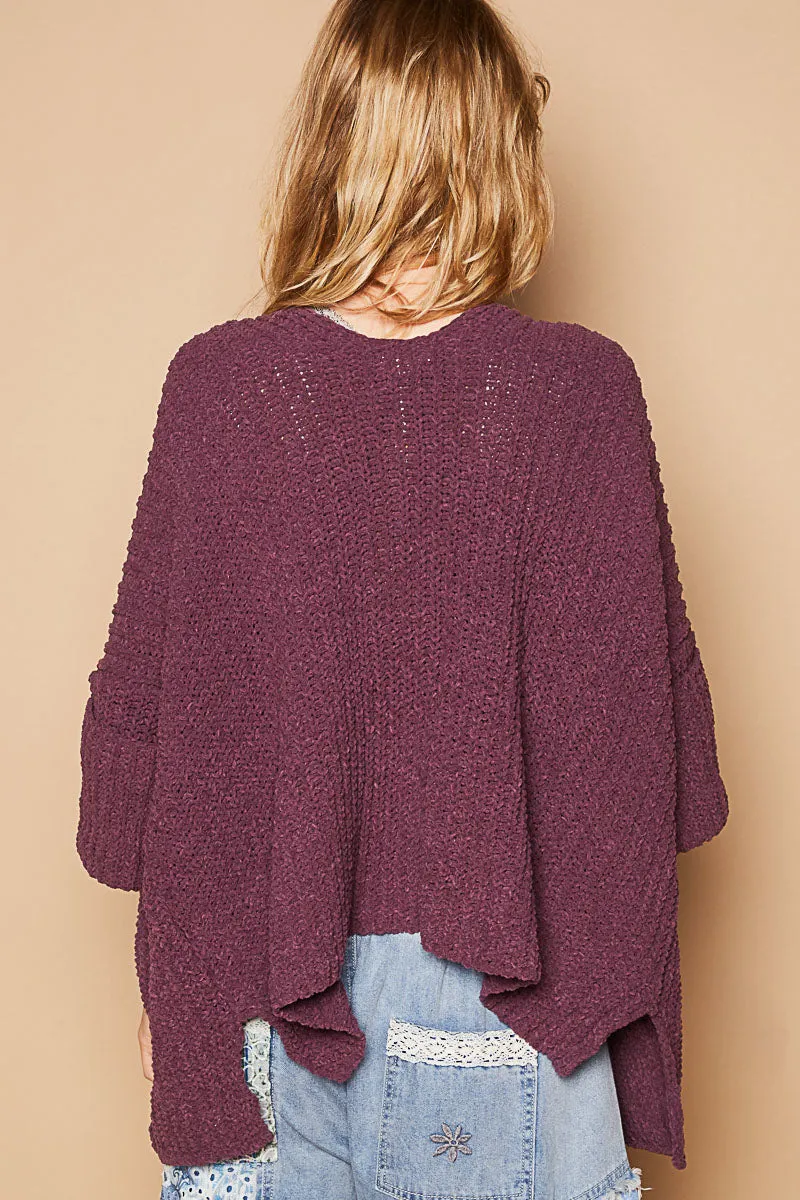 Wide Cuff Sleeve Chunky Knit Cardigan by POL