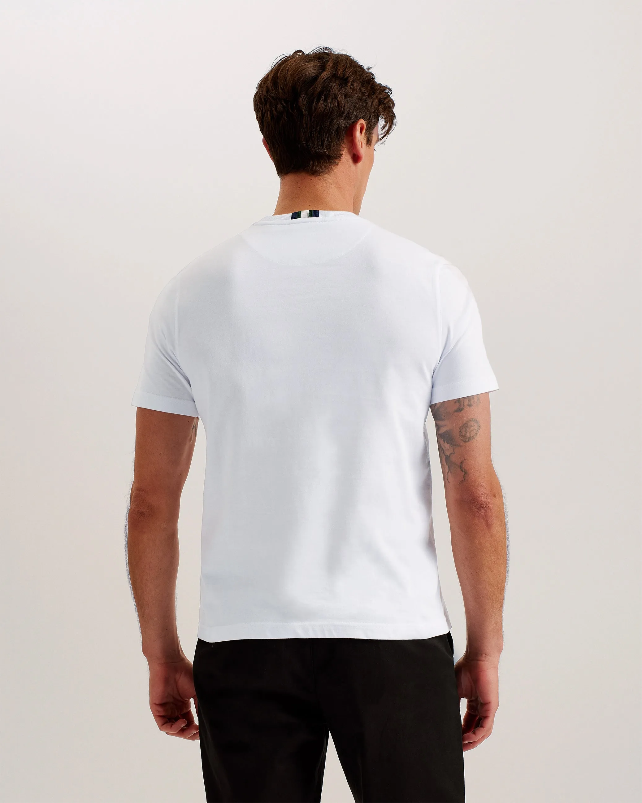 Classic White Wiskin SS Regular-Fit Branded T-Shirt