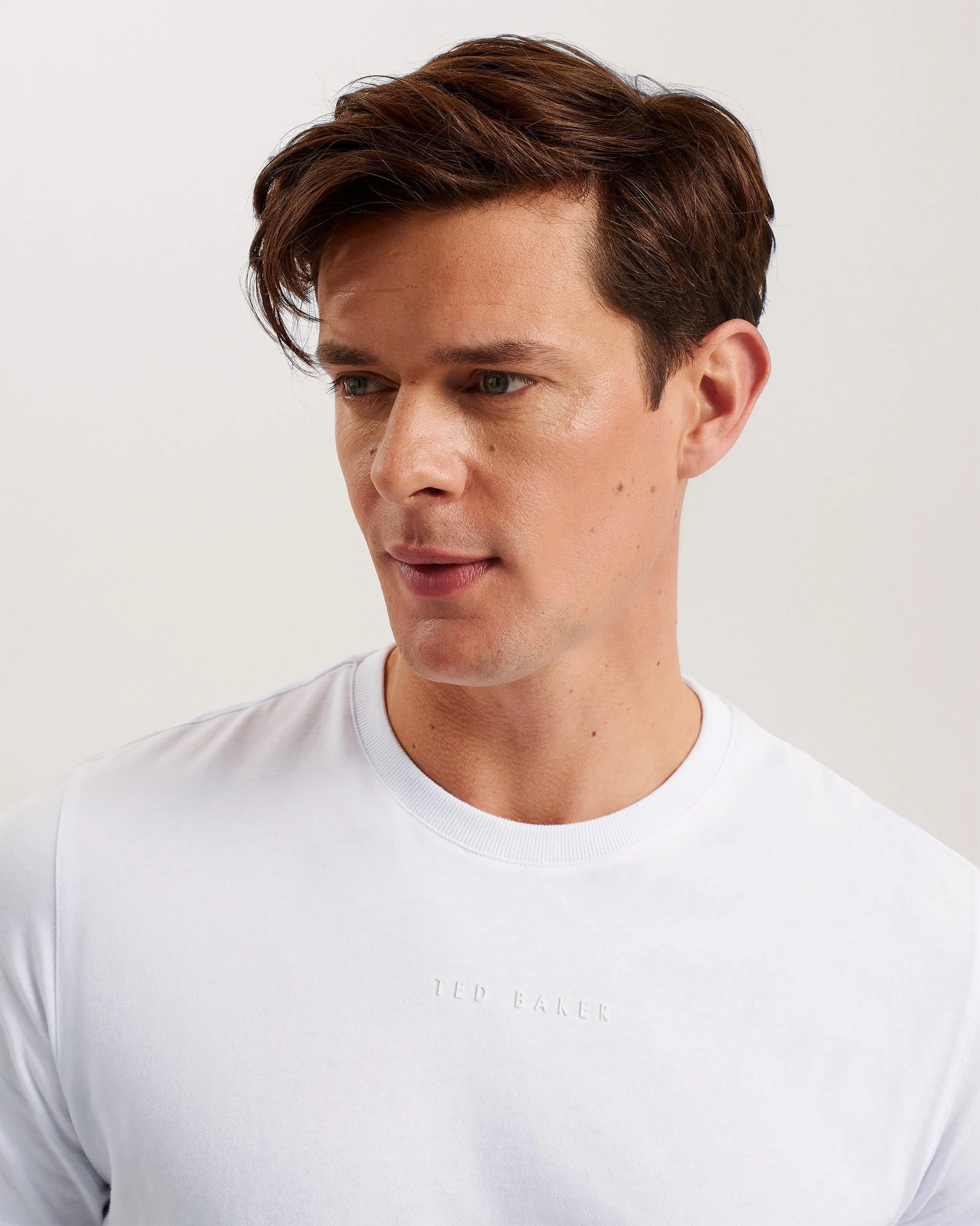 Classic White Wiskin SS Regular-Fit Branded T-Shirt