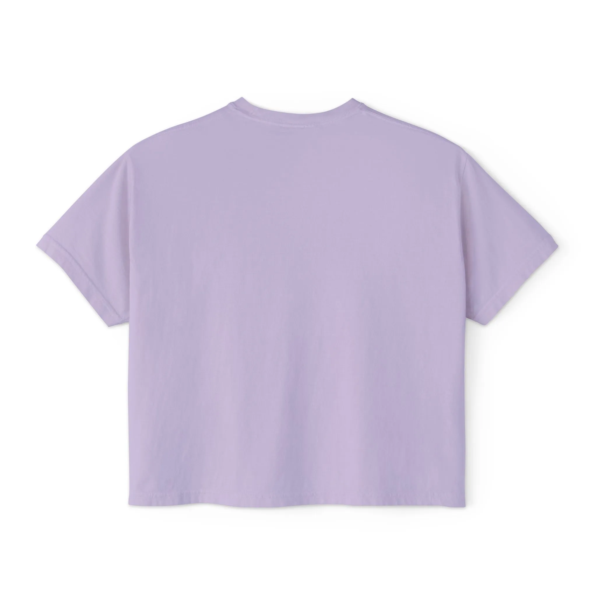 Women's Boxy Tee - Black Distressed Logo Front Plain Back