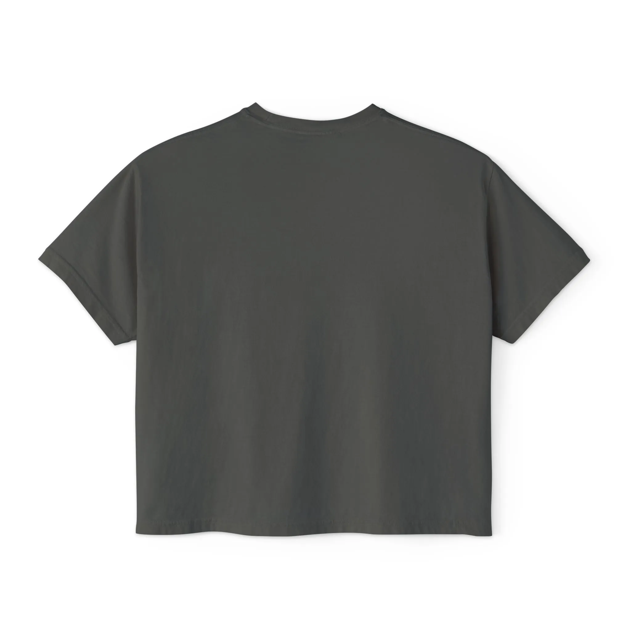 Women's Boxy Tee - Black Distressed Logo Front Plain Back