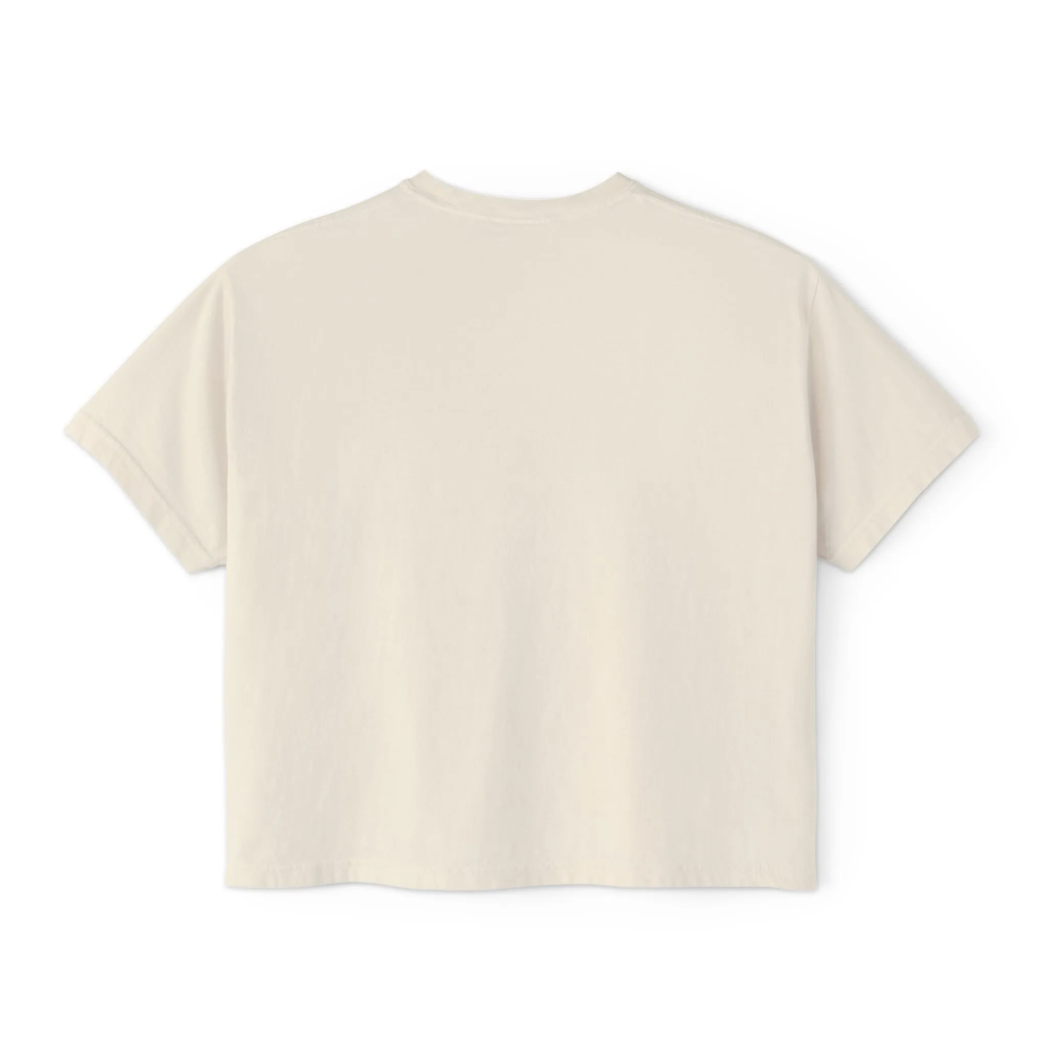 Women's Boxy Tee - Black Distressed Logo Front Plain Back