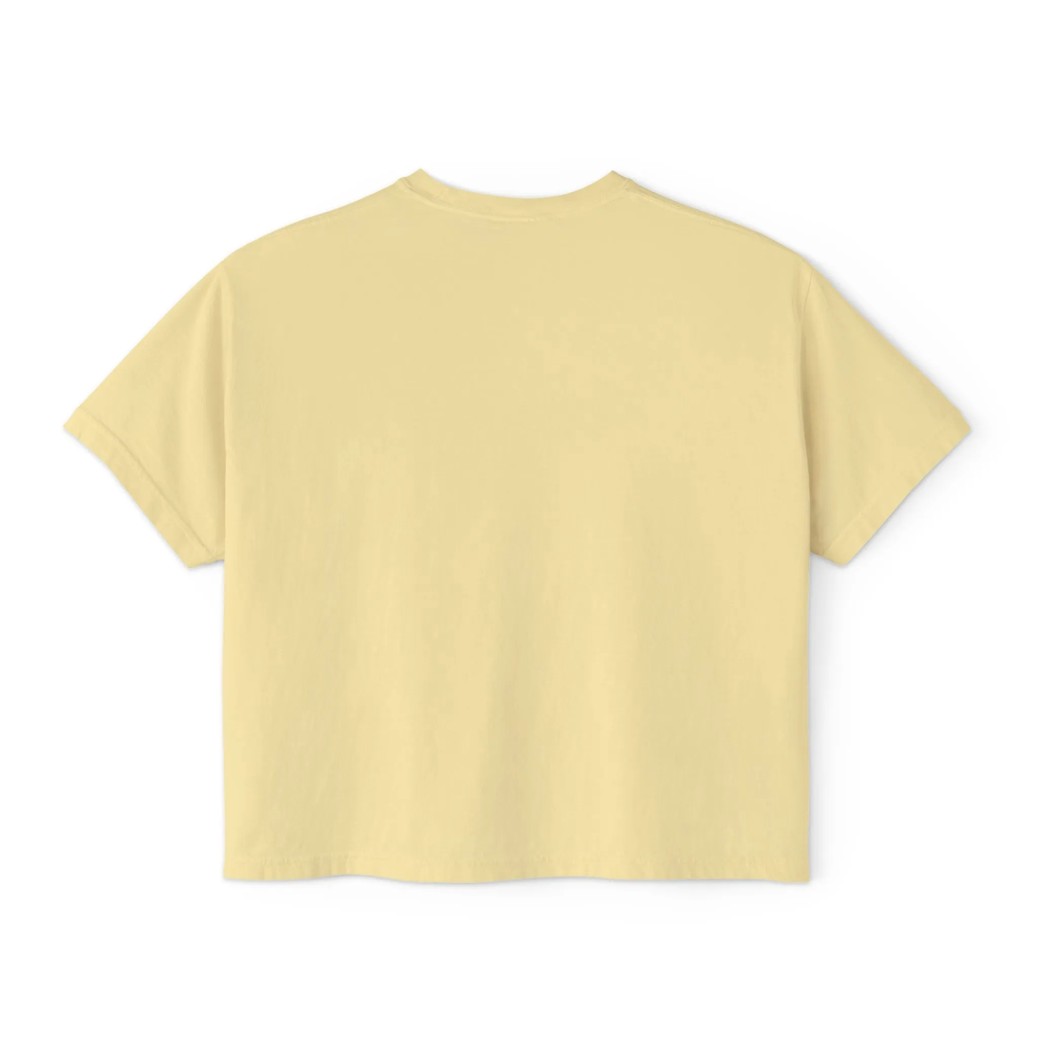 Women's Boxy Tee - Black Distressed Logo Front Plain Back