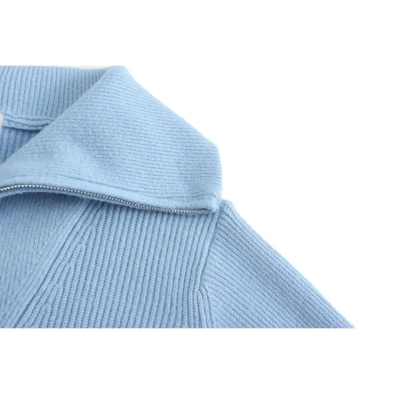 Women's Henley Mock Neck Knitted Sweater
