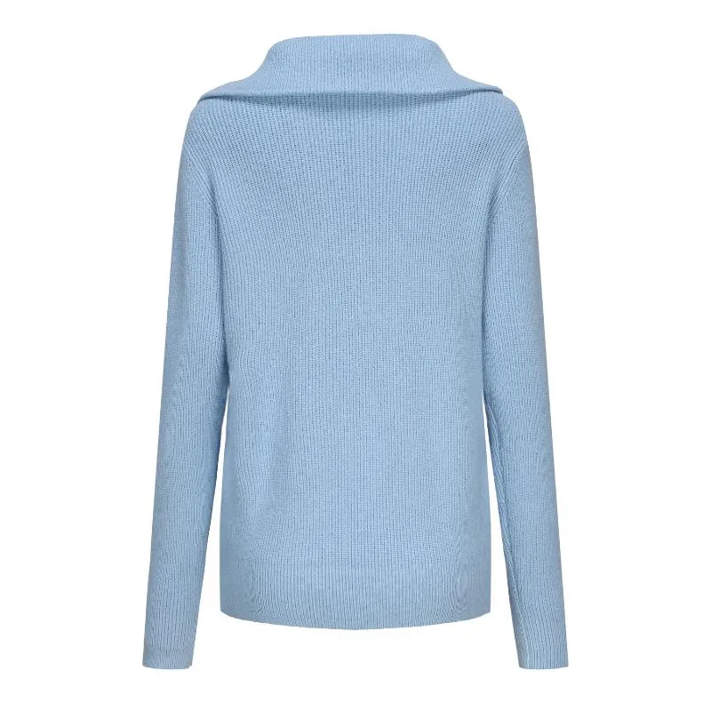 Women's Henley Mock Neck Knitted Sweater