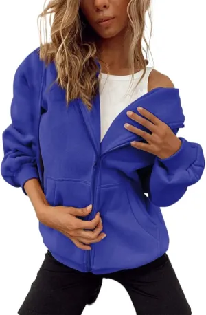 Women's Zip Up Y2K Hoodies Plus Size Trendy 2024 Jackets Long Sleeve Jacket Cute Drawstring Zip Up Hoodie