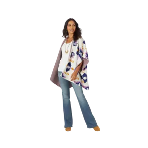 Vintage Womens Wrangler Retro Western Style Poncho in White