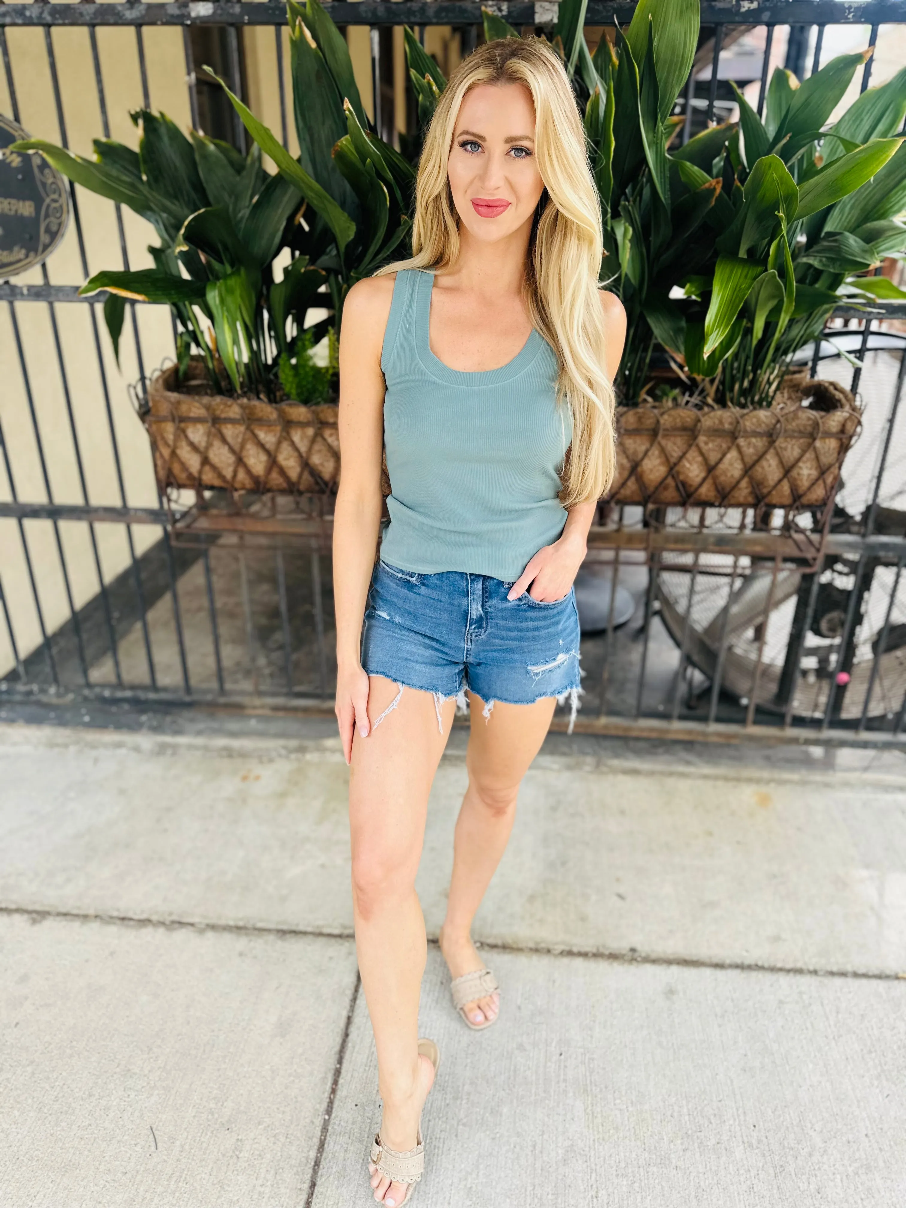 Z Supply Sirena Ribbed Tank- Sea Pine