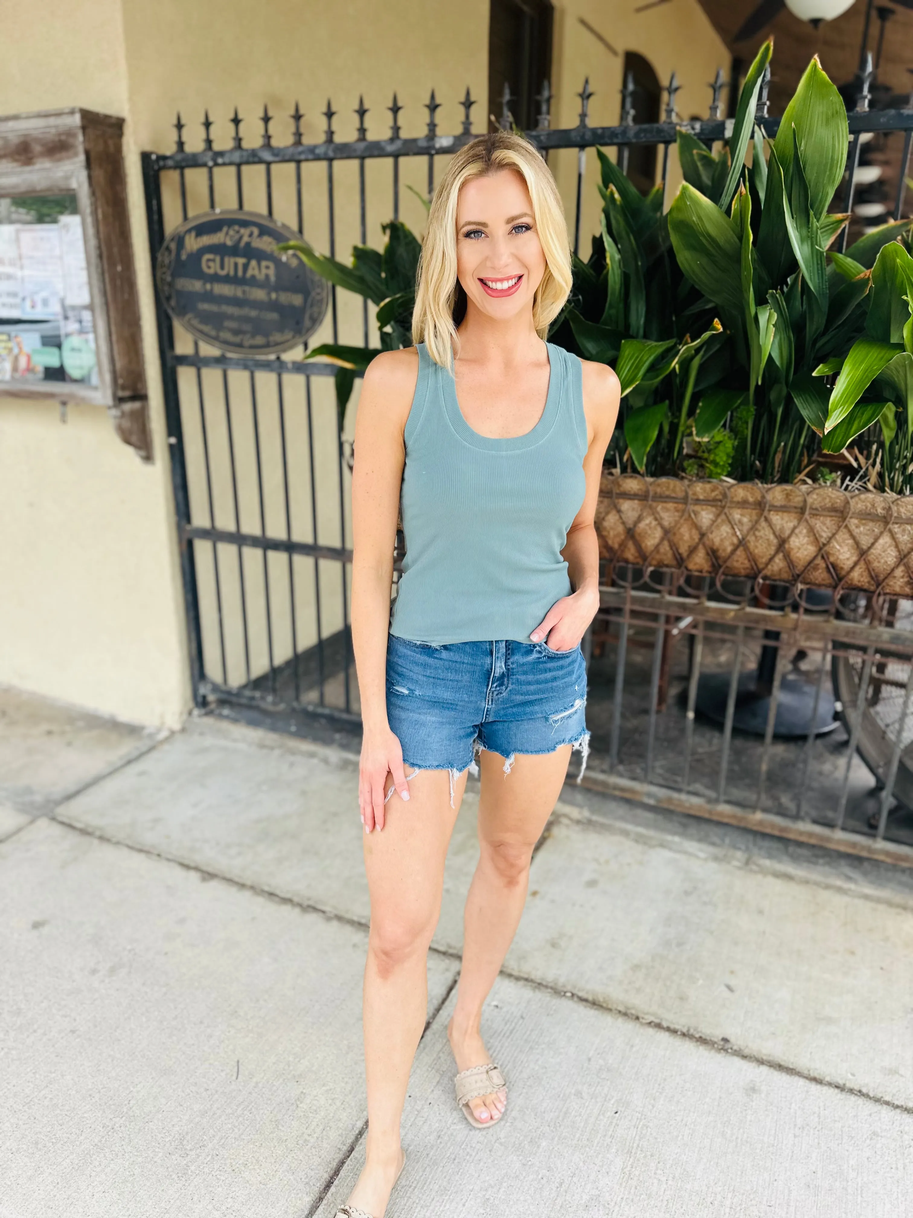 Z Supply Sirena Ribbed Tank- Sea Pine